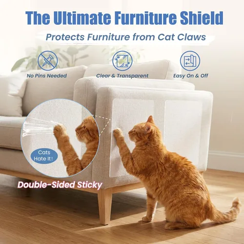 Miniatura 2 de 24 protectores de muebles de arañazos para gatos, protectores de sofá de doble cara para proteger los arañazos de las garras de los gatos, hojas