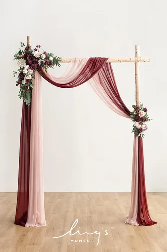 Miniatura 2 de Kit de flores de arco nupcial artificiales de Ling's Moment en rojo rosado y rosa pálido, paquete de 4, 2 piezas de arreglo floral colgante, 2