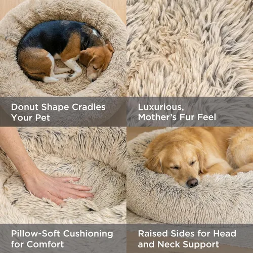 Miniatura 3 de Best Friends by Sheri - The Original Calming Donut - Cama calmante en forma de dona para perros y gatos - Pelo largo, gris escarcha, XL, 45 x 45