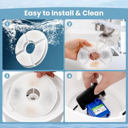 Miniatura 7 de Repuesto de filtro de fuente de agua para gatos, 4 filtros de fuente de gato de 5 pulgadas de diámetro con sistema de 3 filtraciones, filtros