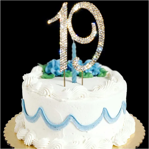 Miniatura 7 de 50 decoraciones para tartas Gemas de diamantes de imitación brillantes de alta calidad Ideas de decoración de fiesta de cumpleaños 50 o Oro