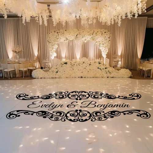 Miniatura 3 de Calcomanía de vinilo personalizable con nombre para sala de baile de boda, calcomanía de vinilo para recepción de piso y pared, calcomanías