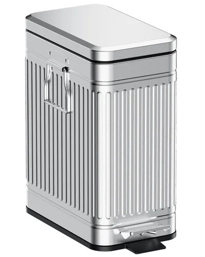 Miniatura 8 de Cubo de basura pequeño para baño con tapa de cierre suave, cubo de basura pequeño de acero inoxidable de 6 litros/1.6 galones con pedal escalonado