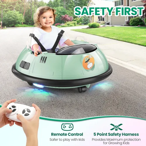 Miniatura 2 de Hikole Coche de Choque para Bebé con Control Remoto, Coche de Choque Montable de 12V Alimentado por Batería para Niños Pequeños con 3 Velocidades