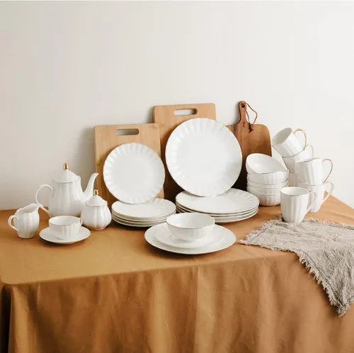 Miniatura 9 de BTaT- Platos de postre blancos, juego de 6, 8 pulgadas, porcelana blanca con borde dorado, plato pequeño, pequeños platos de aperitivo, regalos