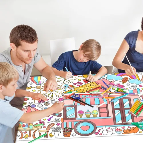 Miniatura 6 de Gatherfun Póster Gigante para Colorear para Pared de Aula - Versátil 31.5 x 72 Pulgadas Póster de Actividad de VERANO/Cubierta de Mesa, Fiestas