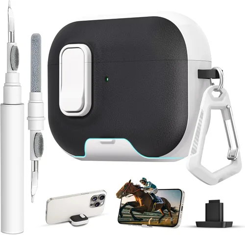 Miniatura 8 de Funda para AirPods Pro 3 con cerradura, textura de piel TPU duradera, antipérdida y a prueba de golpes, accesorios con kit de limpieza en llavero