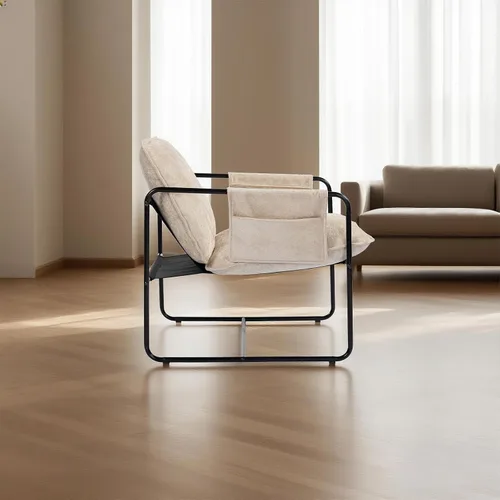 Miniatura 2 de Silla de acento moderna, cómodas sillas de sala de estar con reposabrazos, silla de lectura para dormitorio, silla de metal tapizada de chenilla