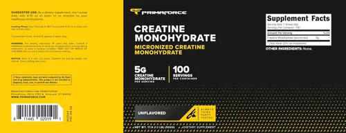 Miniatura 5 de Primaforce Monohidrato de creatina micronizada en polvo 17.64 oz (1.1 libras)