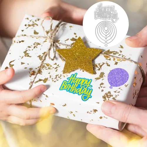 Miniatura 7 de Paquete de 2 plantillas de troqueles de corte de metal para cumpleaños, manualidades, manualidades, álbumes de recortes, troqueles de troqueles