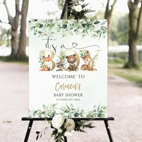 Miniatura 9 de Letrero de bienvenida de baby shower, letrero de bienvenida de baby shower de bosque, decoración de baby shower de bosque, cartel de baby shower