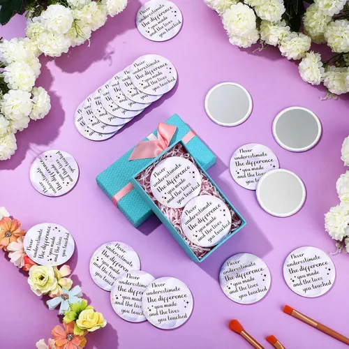 Miniatura 5 de Tradder 48 piezas de espejo compacto inspirador de 2.76 pulgadas, regalo de agradecimiento a los empleados de quinceañera, maquillaje monedero