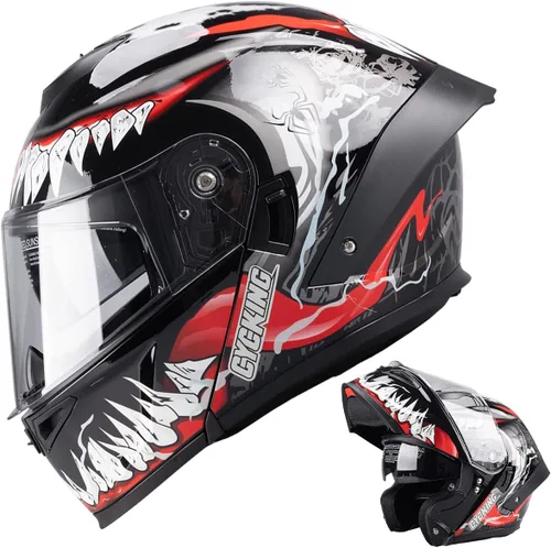 Miniatura 16 de Modular Motorcycle Helmet, Flip Up Full Face Helmet with Dual Visor & Smoked Sunshield, DOT Approved Street Bike Helmet for Men & Women, Quick