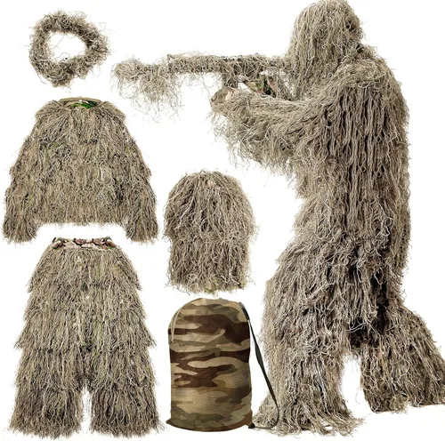 Miniatura 9 de MOPHOTO Traje de caza de camuflaje 3D 5 en 1, chaqueta, pantalones, capucha, bolsa de transporte para adultos y jóvenes, M/L, XL/XXL