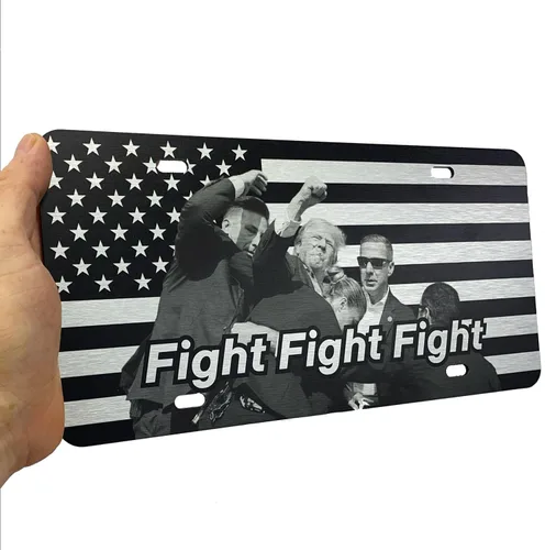 Miniatura 57 de JASS GRAPHIX Placa de matrícula personalizada con la bandera estadounidense de línea amarilla, homenaje personalizado a despachadores y operadores