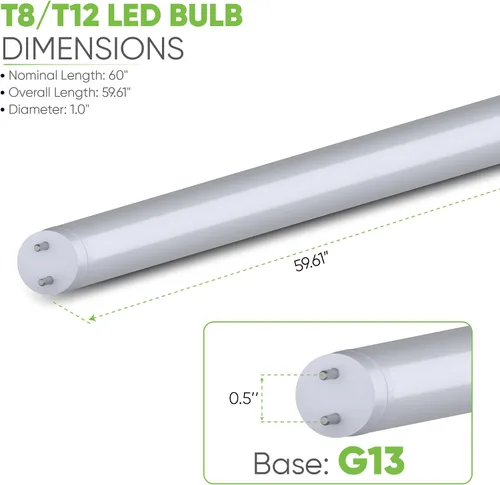 Miniatura 3 de NYLL - Paquete de 2 tubos LED Plug & Play de 60 pulgadas - Blanco suave (3000K) - LED T8 - Reemplazo directo para bombillas fluorescentes de 40