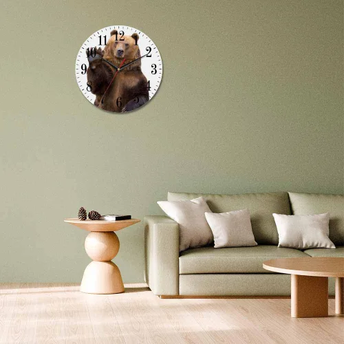 Miniatura 7 de Mxocom Reloj de pared con diseño de oso con texto en inglés "The Brown Bear Welcomes and Waves a Paw de 10 pulgadas, silencioso, sin tictac