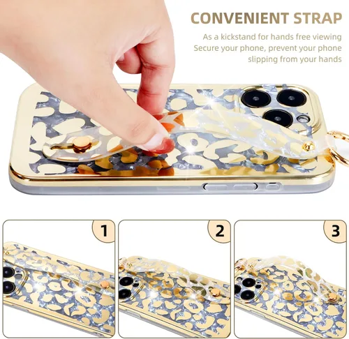 Miniatura 5 de Funda para iPhone 13 Pro Max con función atril para Apple iPhone 13 Pro Max de 6.7 pulgadas (patrón de piel de leopardo)