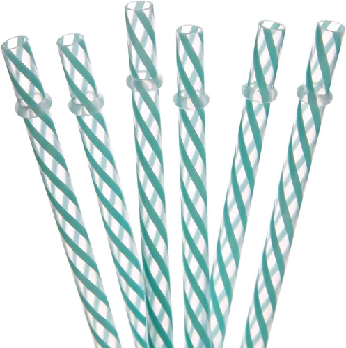 Miniatura 9 de Dakoufish 12 pajitas gruesas de plástico reutilizables de 11 pulgadas, sin BPA, pajitas para tarros de masón, color a rayas pequeñas