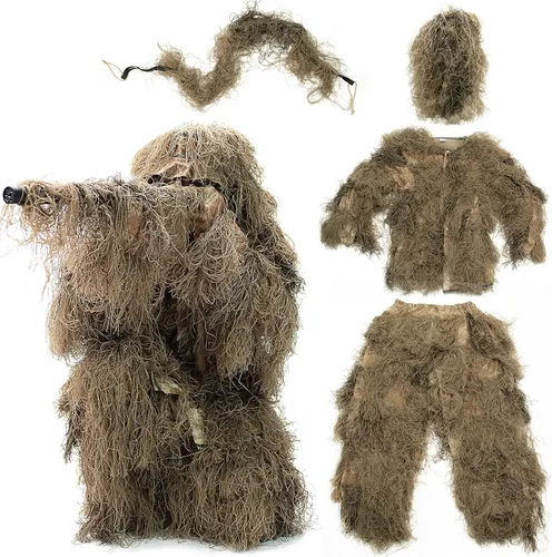 Miniatura 9 de VIVO Ghillie ropa de caza de camuflaje para el bosque- Traje (4 piezas)