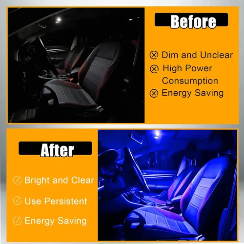 Miniatura 3 de QuicTO Juego de luces LED para interiores, 24 piezas, color azul, compatible con la mayoría de vehículos