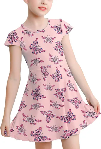V.&GRIN Vestido de niña suave de manga larga floral twirly casual y vestido de fiesta para niños pequeños de 2 a 8 años