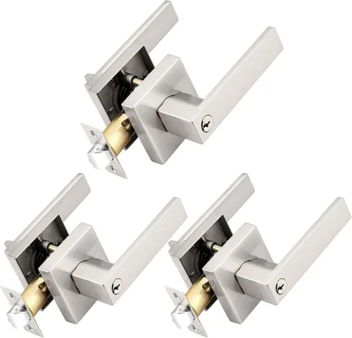 Miniatura 121 de Probrico Paquete de 4 manijas de puerta simuladas en negro mate, manijas interiores que no giran, manijas reversibles resistentes para interiores