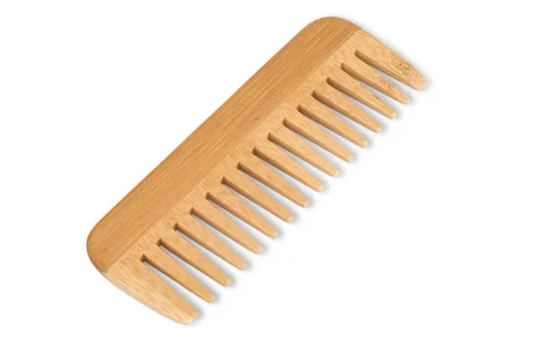 Miniatura 3 de Mnixy Peine desenredante de pelo de bambú de dientes anchos, sin mango, antiestático, para cabello largo
