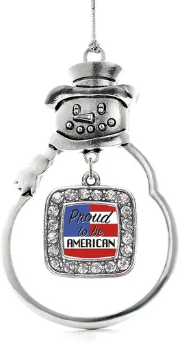 Miniatura 177 de Inspired Silver - Adorno de rodillo de reina - Adorno cuadrado de plata con muñeco de nieve con joyas de circonita cúbica