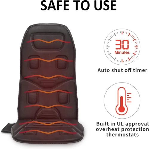 Miniatura 6 de COMFIER Masajeador de espalda para silla – Masajeador de silla de vibración mejorado, masajeador de espalda de tejido profundo para aliviar el Negro