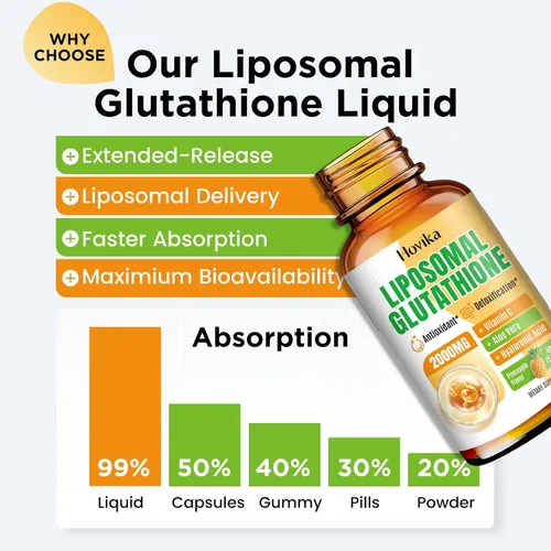 Miniatura 6 de Suplemento de glutatión liposomal de 2000 mg, gotas de glutatión líquido con vitamina C, antioxidantes maestros para el sistema inmunológico