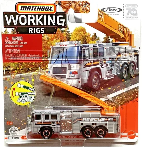Miniatura 5 de Matchbox Pierce Quantum - Camión de escalera aérea 10/16 [plata/naranja]