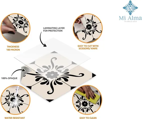 Miniatura 4 de Adhesivos para azulejos de Mi Alma 24 unidades, Talavera, plantillas de pared, calcomanías para despegar y pegar, fácil aplicación, ideal para baño