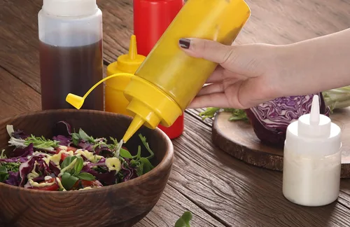 Miniatura 9 de New Star Foodservice Botella transparente para apretar de 16 onzas, boca ancha, paquete de 6