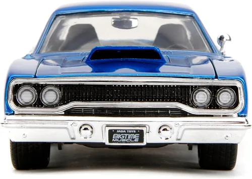 Miniatura 2 de Jada Big Time Muscle 1:24 1970 Plymouth Roadrunner - Auto fundido a presión, juguetes para niños y adultos (azul caramelo/blanco)