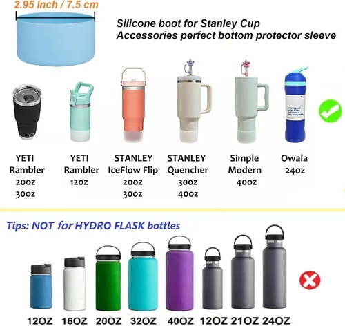 Miniatura 5 de 2 fundas para botas Stanley Cup de 40 oz 30 onzas con asa, botas de silicona para vasos IceFlow Flip de 20 oz 30 onzas, cubierta inferior protectora