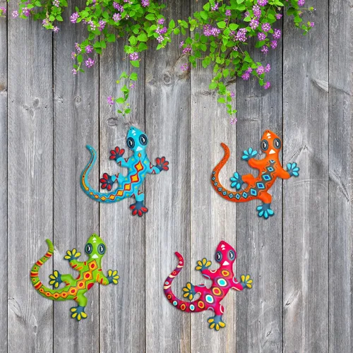 Miniatura 2 de Decoración de pared de Gecko de metal, decoración colgante de lagartos al aire libre para jardín, patio, valla, patio, balcón, regalo para mamá