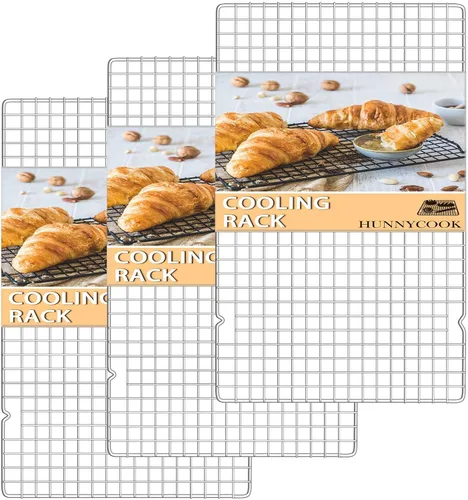 Miniatura 8 de Hunnycook Estantes de Enfriamiento - 10 x 16 Pulgadas 3PCS Estantes Altos Apilables para Hornear, Estante de Alambre de Acero Inoxidable