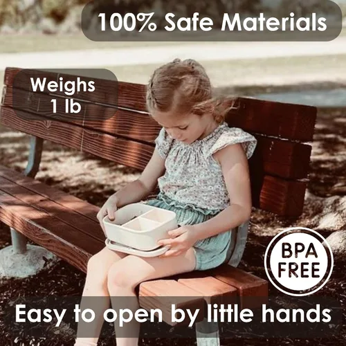 Miniatura 4 de Ali+Oli Caja de Bento de Silicona (Azul) Lonchera para Niños, Pequeños, Preescolares y Adultos Sin BPA y a Prueba de Derrames Ideal para Escuela