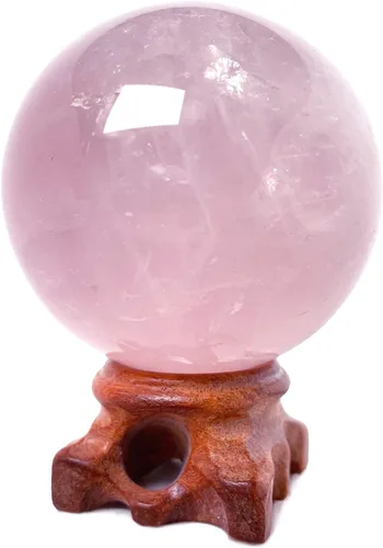 Miniatura 5 de Esfera de piedra de sangre de dragón natural de 2.559 in con soporte de madera, bola de cristal curativo, piedra preciosa mineral, adivinación