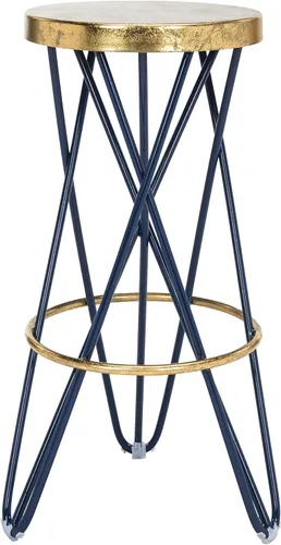 Safavieh Home Collection Lorna Taburete de bar azul marino y hoja dorada de 30 pulgadas