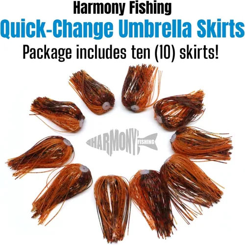 Miniatura 2 de Harmony Fishing – Faldas de paraguas de cambio rápido para jigs de pesca, spinnerbaits, buzzbaits, señuelos, cebos (paquete de 10)