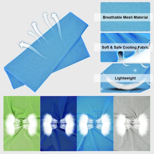 Miniatura 6 de Toalla de enfriamiento, paquete de 4 toallas de microfibra fría fría para la cabeza, bandana para el cuello (40 x 12 pulgadas) para atletas