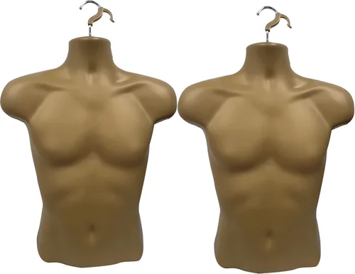Miniatura 8 de 2 formas de inyección de maniquí masculino negro medio redondeado cintura cuerpo torso forma de vestido con solo gancho para colgar, tallas S-M
