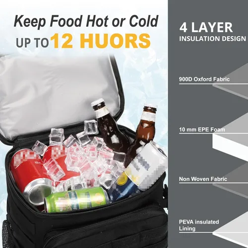 Miniatura 3 de Mochila térmica táctica, suave y ligera, a prueba de fugas, bolsa térmica aislada, bolsa térmica suave portátil impermeable para playa, viajes