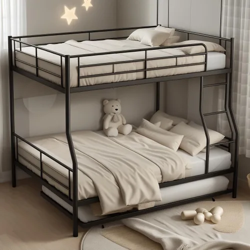 DNYN Litera tamaño matrimonial XL sobre Queen con nido para dormitorio de niños, fácil de montar y diseño que ahorra espacio, no necesita somier,