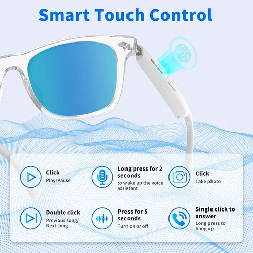 Miniatura 4 de Emerhome - Gafas inteligentes Bluetooth para hombres y mujeres con altavoces, control táctil, protección UV para exteriores y control de voz