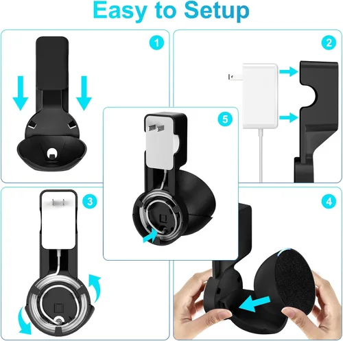 Miniatura 5 de ZUOLACO Wall Mount Holder for Echo Pop, Outlet Hanger Stand for Echo Pop, Built-in Cable Management, Black