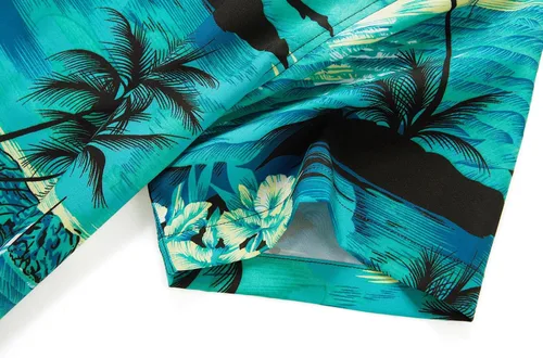 Miniatura 6 de EUOW - Camisa hawaiana estampada de manga corta para hombre, con botones, de verano, para playa