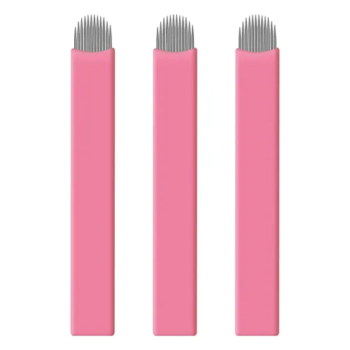 50 hojas de microblading desechables color rosa #14 nano, 0.006 in, perfectas para trazos de cabello, cejas, agujas más finas del mercado (12